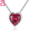 925 Sterling Silver Red Ruby Heart Pendant&Necklace Cubic Zircon Circle Paved Charm Chains For Women Wedding Jewelry Gift