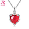 925 Sterling Silver Ruby Red Pretty Lovely Heart Gemstone Zircon Paved Pendant Necklace for Women Wedding Bridal Jewelry