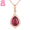925 Sterling Silver Water Drop Pendant Necklace Ruby Stone Fine Jewelry Cubic Zirconia Chain Charm Women Collier Pendentif
