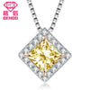 Elegant Square Pendant Shiny Zircon 925 Silver Necklace Chain Women Choker Fine Jewelry Charm Necklace Colar Birthd Gift