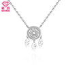 Ethnic Style Dreamcatcher Feather Charm Necklace Pendant 925 Sterling Silver Zircons Paved Choker Female Statement Jewelry