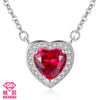 Love Heart Ruby Vintage Zircon Paved Pendant 925 Sterling Silver Necklace Chain Choker Jewelry for Women Bridal Wedding