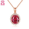 Oval Pretty Red Garnet Necklaces & Pendants 925 Sterling Silver Chain Jewelry for Women Charm Necklace Anniversary Party