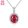Oval Pretty Red Garnet Necklaces & Pendants 925 Sterling Silver Chain Jewelry for Women Charm Necklace Anniversary Party