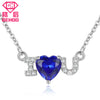 Pretty Red Ruby / Blue Sapphire I Love You Heart Pendant Necklaces Charm 925 Silver Rose Gold Chain Choker Women Jewelry