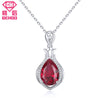 Pretty Ruby Gem Stone Paved Necklace 925 Sterling Silver Water Drop Rose Golden Beauty Charms Jewelry For Women Girl Gift