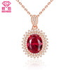 Pretty Ruby Gemstone 925 Sterling Silver Zircon Paved Pendant & Necklace for Wedding Bridal Women Bijoux Fine Jewelry