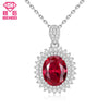 Pretty Ruby Gemstone 925 Sterling Silver Zircon Paved Pendant & Necklace for Wedding Bridal Women Bijoux Fine Jewelry