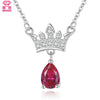 Red Ruby CZ Stones 100% 925 Sterling Silver Rose Gold Chain Necklace Crown Pendant Necklaces for Women Choker Jewelry Gift