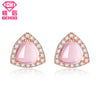 Romantic Pretty Pink Rose Quartz Stud Earrings Women 925 Sterling Silver Triangle Earring Lady Wedding Party Gift Jewelry