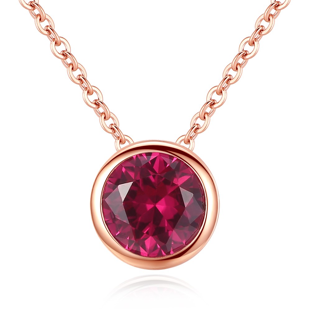 Simple Red Ruby Pendant Solid 925 Sterling Silver Collar Choker Women Wedding Fine Jewelry Rose Gold Chain Charm Necklaces