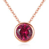 Simple Red Ruby Pendant Solid 925 Sterling Silver Collar Choker Women Wedding Fine Jewelry Rose Gold Chain Charm Necklaces