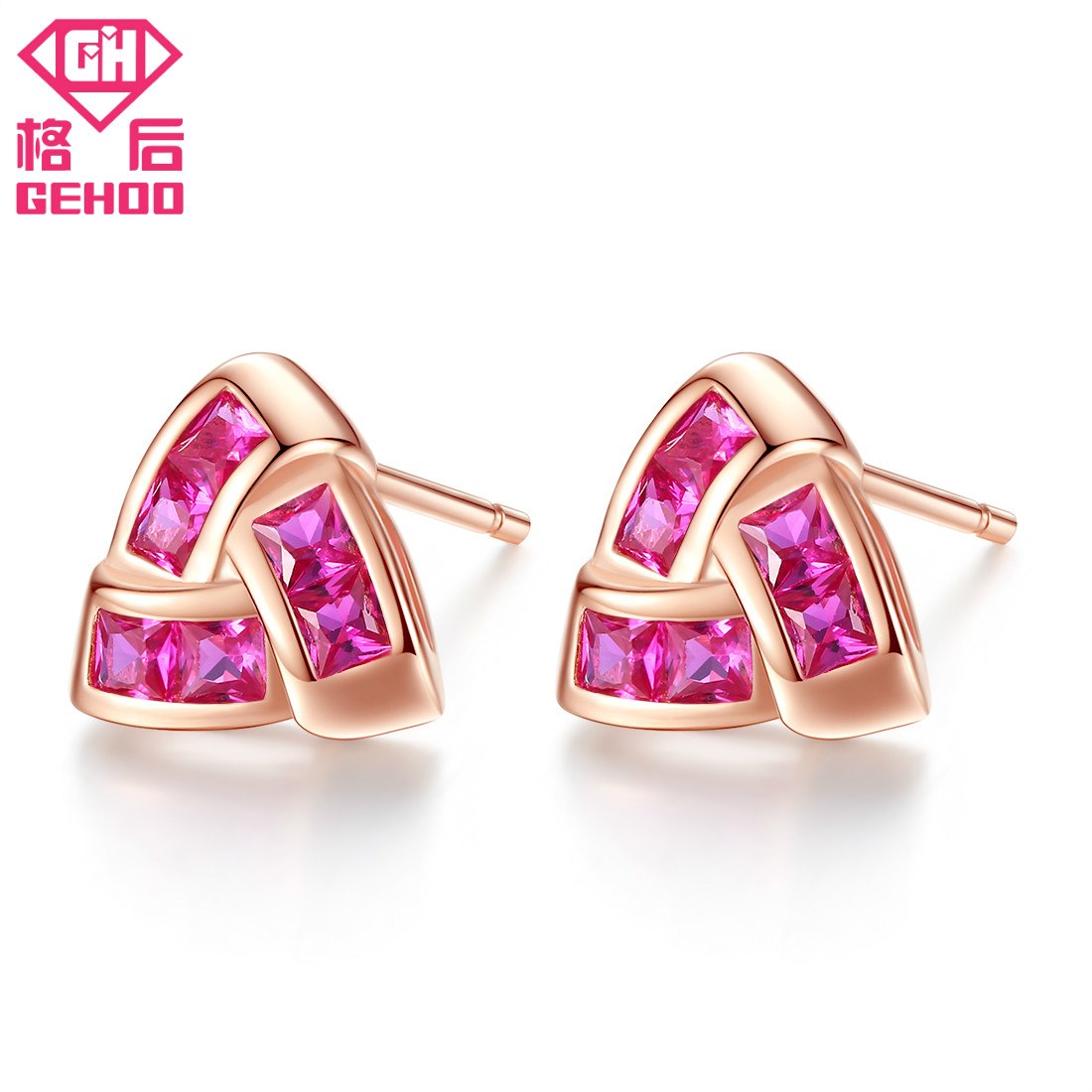 Wedding Brinco 925 Sterling Silver Stud Earrings Women Ear Fine Jewelry Triangle Red Ruby Gift For Mom Lady Vintage Charm