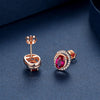 Women Ear Fine Jewelry Round Red Ruby 925 Sterling Silver Stud Earrings Gift Vintage Charm Earrings Wedding Brinco