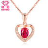 Women Heart Red Ruby Pendant Necklace 925 Sterling Silver Chain Charm Choker Exquisite Jewelry Love Wedding Engagement