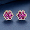 Zircon Paved Real 925 Sterling Silver Oval Red Pretty Gem Retro Ruby Earrings Wedding Women Mom Jewelry Gifts Brincos