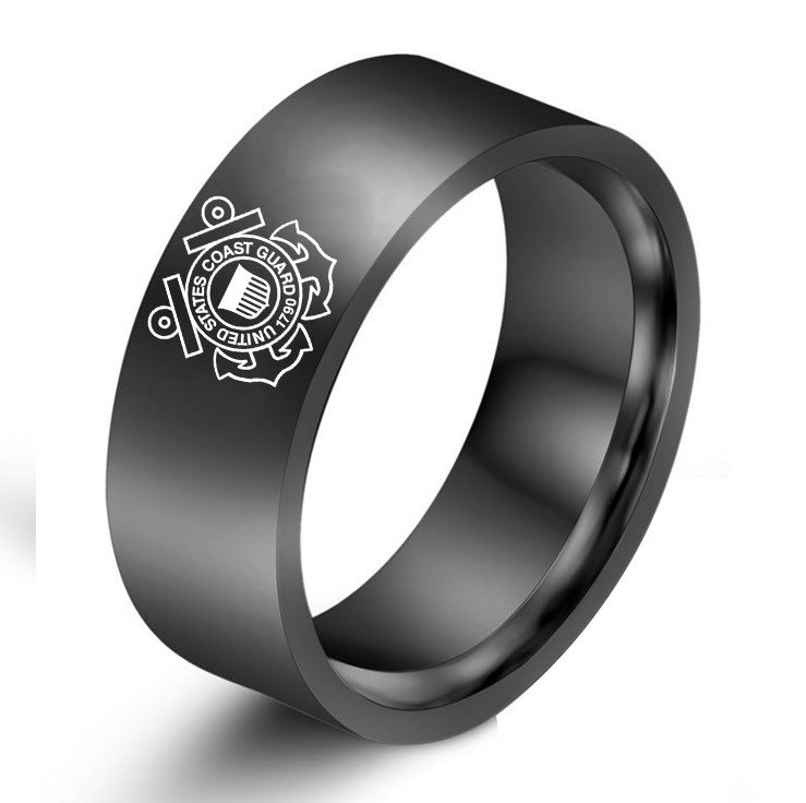 Black&Silver&Gold&Blue Titanium Steel Coast Guard Ring 1PC Male Allion Personalize Coast Guard Rings For Man