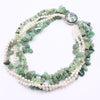 GG Jewelry 20" Natural Stone Green Aventurine Top-drilled Fancy Jades Prehnites White Pearl Necklace Lady Jewelry