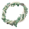 GG Jewelry 20" Natural Stone Green Aventurine Top-drilled Fancy Jades Prehnites White Pearl Necklace Lady Jewelry