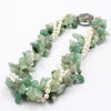 GG Jewelry 20" Natural Stone Green Aventurine Top-drilled Fancy Jades Prehnites White Pearl Necklace Lady Jewelry