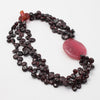 GG Jewelry 3 Strands Natural Garnet Nugget Beads Red Agate Chunk Pendant Necklace Handmade For Women