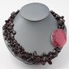 GG Jewelry 3 Strands Natural Garnet Nugget Beads Red Agate Chunk Pendant Necklace Handmade For Women