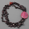 GG Jewelry 3 Strands Natural Garnet Nugget Beads Red Agate Chunk Pendant Necklace Handmade For Women