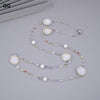 GG Jewelry 36'' White Coin Pearl Mixed Color Cz Pave Chain Long Necklace Trendy Gold Color Chain For Women Charm Jewelry