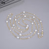 GG Jewelry 69'' White Round Keshi Pearl Crystal Chain Necklace Trendy Gold Color Chain For Women Charm Jewelry