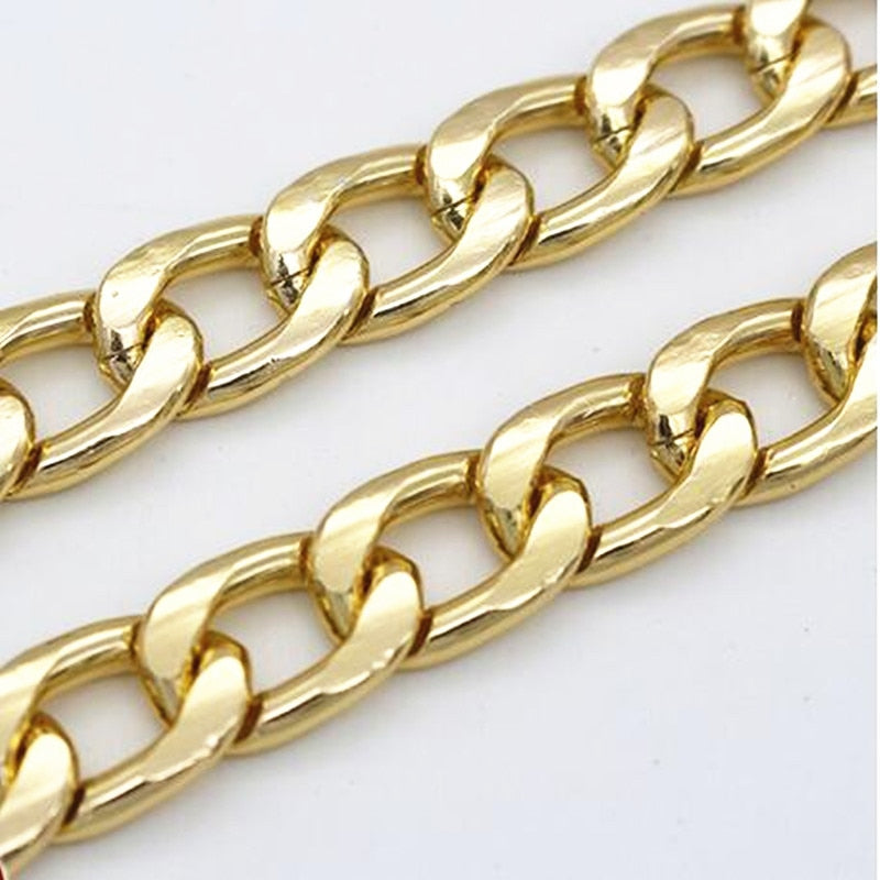 GHRQX Sell 1 Meter 8mm*11mm  Metal chain aluminum chain gold color  No rust diy necklace waist chain clothing accessories