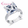 Luxury Glamorous Square Large Size Crystal Ring Engagement Wedding Ceremony Jewelry 925 Sterling Silver Cubic Zirconia