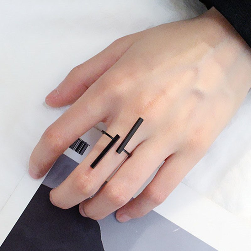Creative Geometric Metal Open Ring Fashion Jewelry Minimalist Elegant Gold Silver Color Black Knuckle Ring for Women