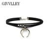 GIVVLLRY Punk Moon Necklace for Women Vintage Spanish Bull Horn Crescent Chocker 3 Layers Black Velvet Choker Necklace
