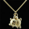 GLOWCAT Q21A33  KC Light Gold Alloy Women Ocean Beach Dangle Sea Turtle Tortoise Pendant Collar Choker Necklace 18&quot;