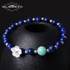 925 Silver Handmade National Wind Bracelet Temperament Natural Shell Flower Lapis Lazuli Stone Bracelet Bileklik GB0035