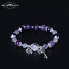 925 Sterling Silver Bracelet Natural Stone Crystal Amethyst Adjustable Women's Bracelets With Lock Key Jewelry GB0075