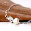 925 Sterling Silver Leaf Bracelets For Girls Adjustable Plant Hand Chain Pearl Bracelet Pulseira Fine Jewlery GB0016