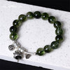 925 Sterling Silver Men And Women Bracelet Burst Green Ghost Crystal Lucky Cat Bell Beads Elastic Rope Bracelet GB0025