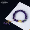 [MeiBaPJ] Real Natural Amethyst Gemstone Bracelet for Women 925 Sterling Metal Bangle Fine Party Jewelry