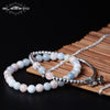 925 Sterling Silver Natural Stone Morganite Adjustable Combination Women's Bracelets With Flower Charms Jewelry GB0089