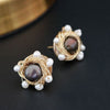 Handmade Fresh Water White And Black Baroque Pearl Stud Earring Earrings For Women Wedding Jewellery GE0508