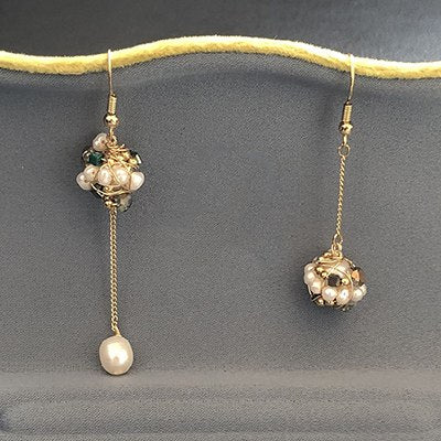 Handmade Fresh Water White Pearl Drop Earring Asymmetrical Drop Earrings For Women Fine Jewellery GE0513