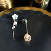 Natural Fresh Water Baroque Pearl Drop Flower Earrings For Women Asymmetrical Dangle Earrings Luxury Jewellery GE0524