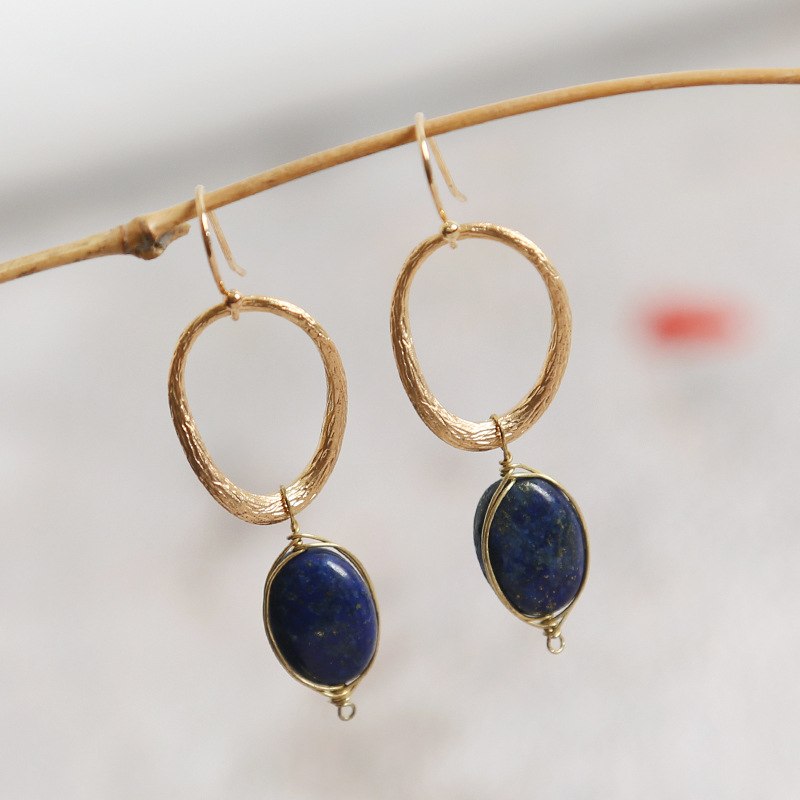 Natural Fresh Water Baroque Pearl Lapis Lazuli Handmade Water Drop Earrings For Women Drop Earring Fine Jewellery GE0553