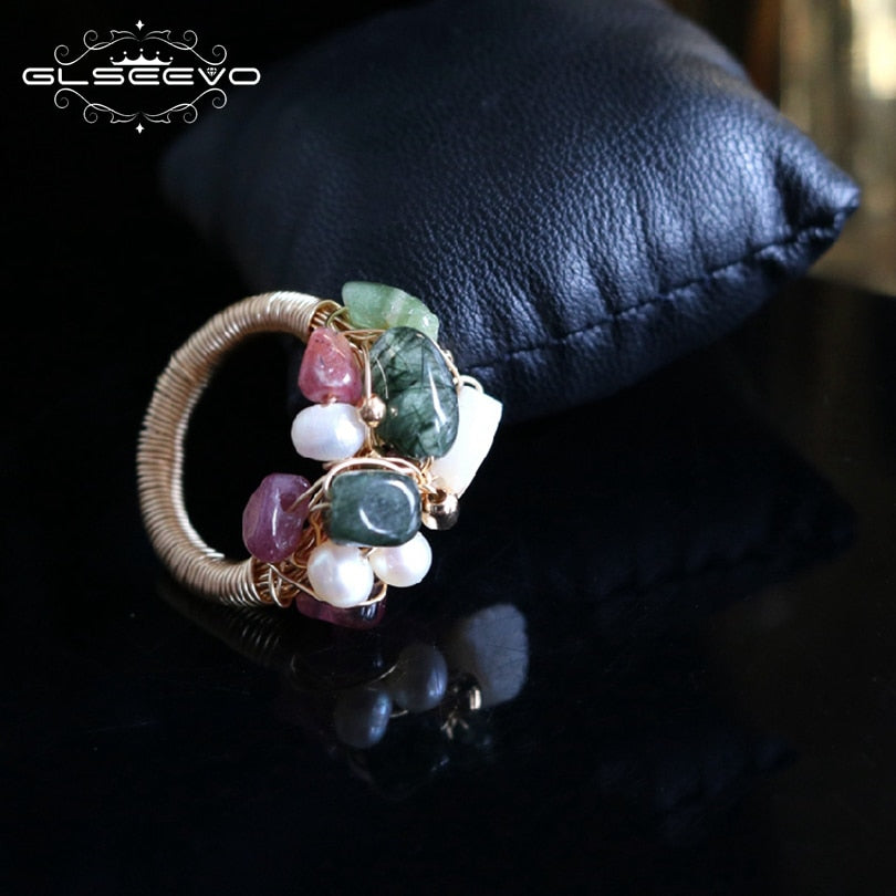 Natural Pearl And Stone Tourmaline Handmade Ring For Women Party Gifts Rings Luxury Fine Jewellery GR0196