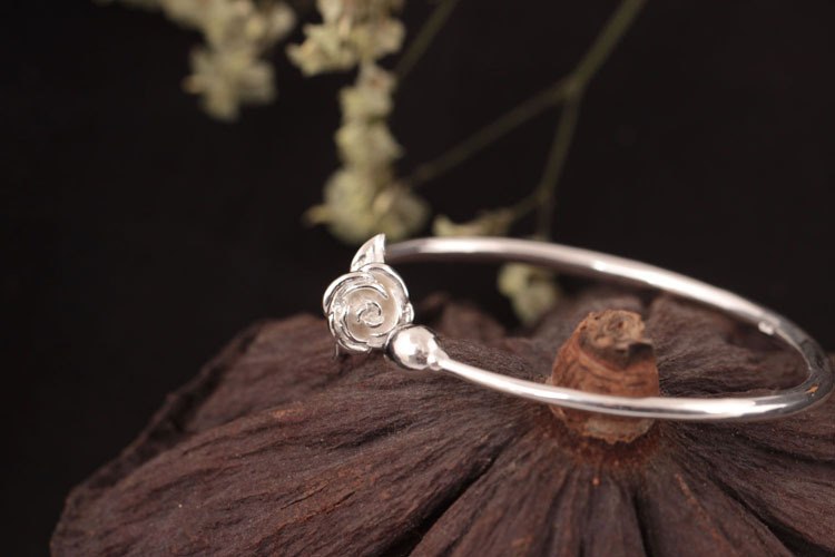 New 925 Sterling Silver Rose Flower Adjustable Argent Bracelets & Bangles Gift For Female Fine Jewelry Bizuteria GB0039