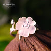 Real 925 Seerling Silver Adjustable Ring For Women Handmade Natural Crystal Flower Open Ring Gift Fine Jewelry GR0006