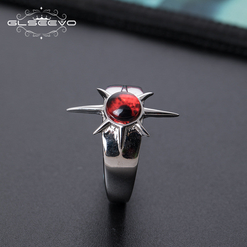 Vintage 925 Sterling Silver Opening Ring Male And Female Models Devil Eyes Ring Sharp Corner Punk Fine Jewelry GR0186