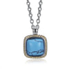 Brand Jewelry Fashion Turquoises Jewelry Blue Color Square Shape Temperament Necklace For Women Gift Pendant Necklaces