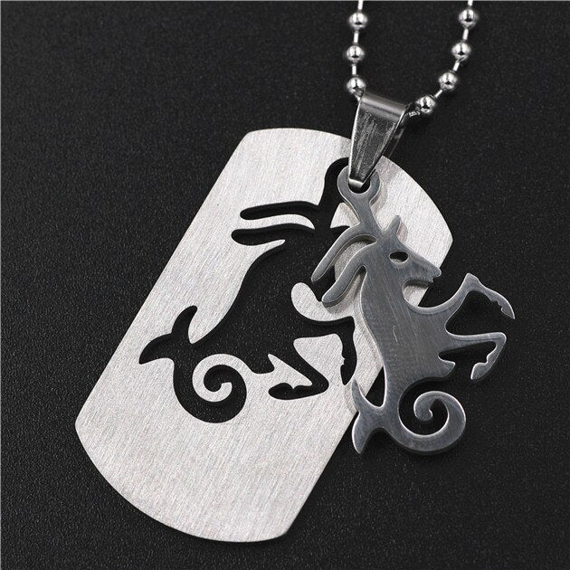 GO MAX  DGW Removable 12 constellation Pendant Necklace  -color Stainless Steel Men Chain Christian Zodiac Necklace Jewelry